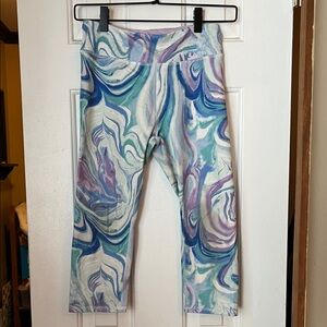 SO Kids Swirl Print Capri Leggings - Blue, Purple, White